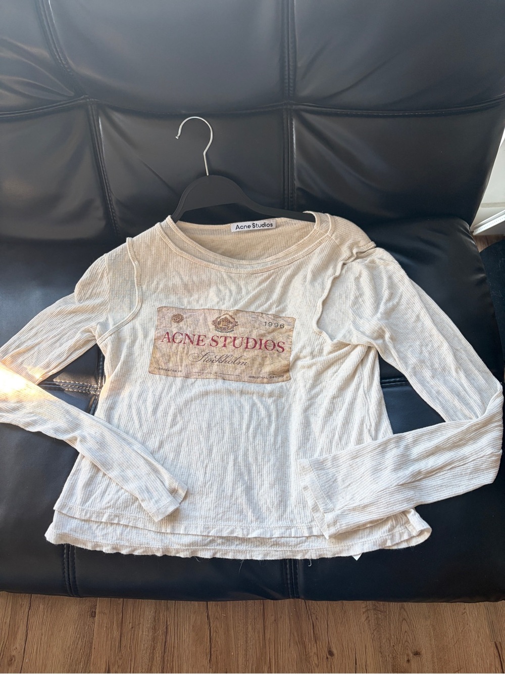 Acne Studios Women's Long Sleeve Logo Tee in Off-White